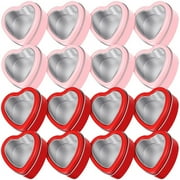 16 PCS Heart Shape Metal Tins with Lid Metal Tin Cans Empty Candle Tins Red and Pink Valentine's Day Gift Boxes